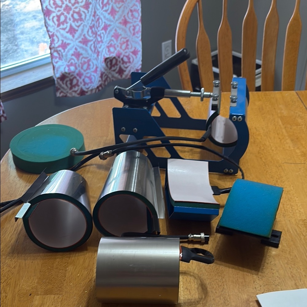 Blue and Silver Heat Press Machine